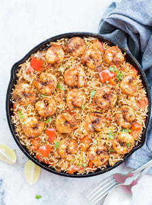 CAJUN SHRIMP w/ RICE & VEG