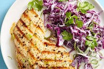 LOW CARB GRILLED CHICKEN w/ COCONUT LIME SLAW & TURNIPS